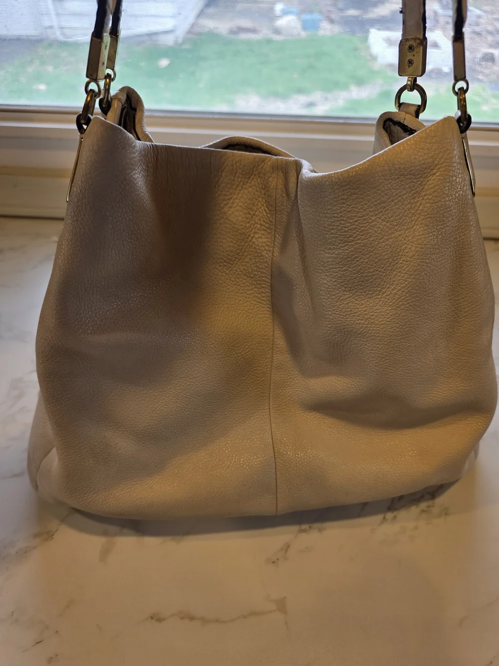 Vintage Coach cream pebbled leather hobo bag slouchy Y2K - Picture 4 of 14